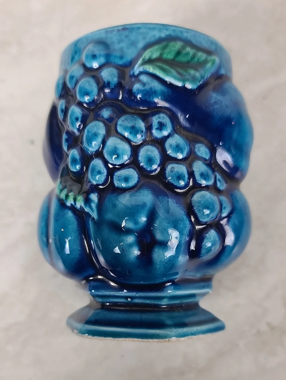 Vtg Inarco Mood Indigo Blue Glazed Fruit Mug Inarco Japan Blue Ceramic Cup Vase - Picture 10 of 14